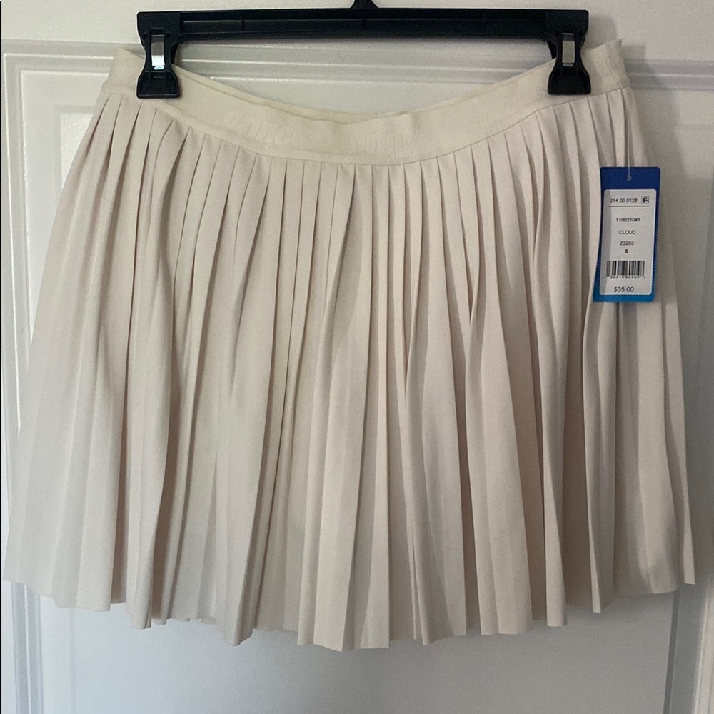 Prince Cream Pleated Skater Mini Skirt